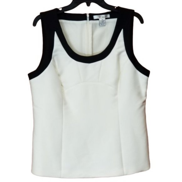 NWOT WD NY Ivory & Black Sleeveless Tailored Top - Picture 1 of 5